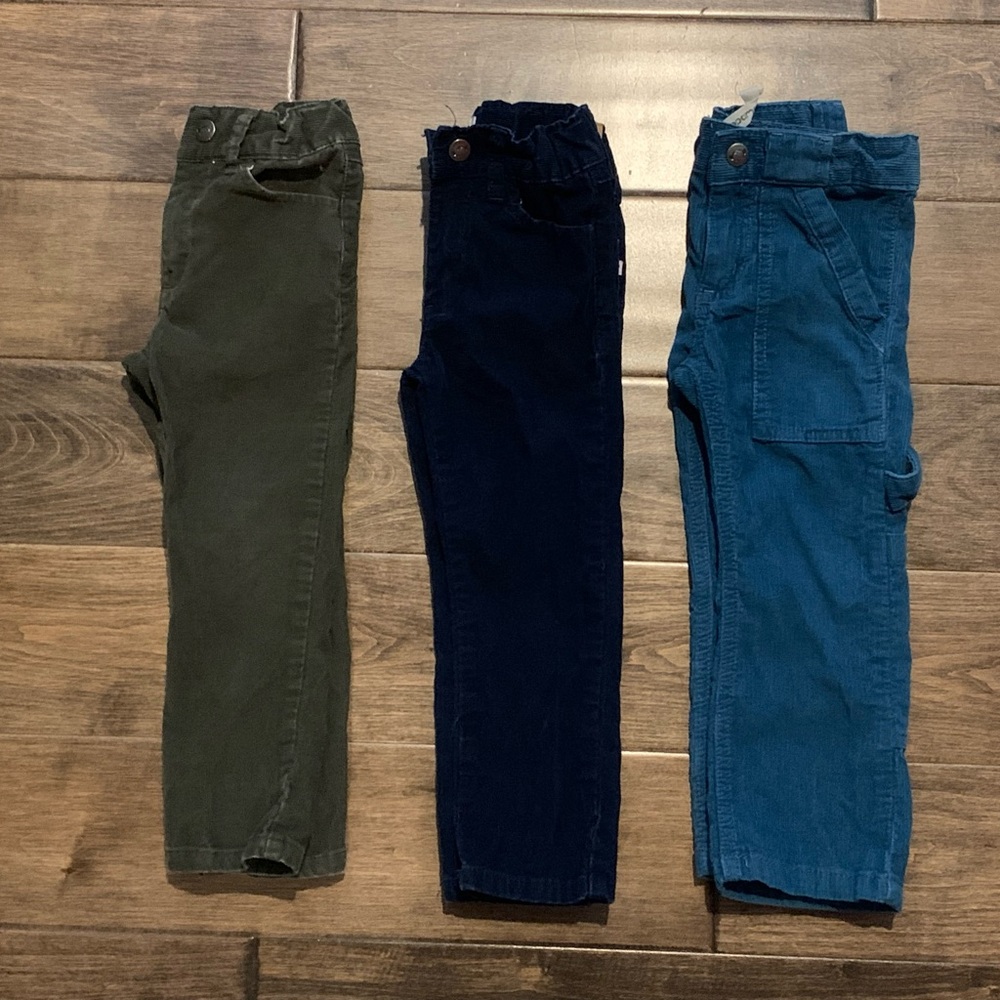 Appaman Boys 3T Corduroy Pants Bundle – Teal, Gray & Navy